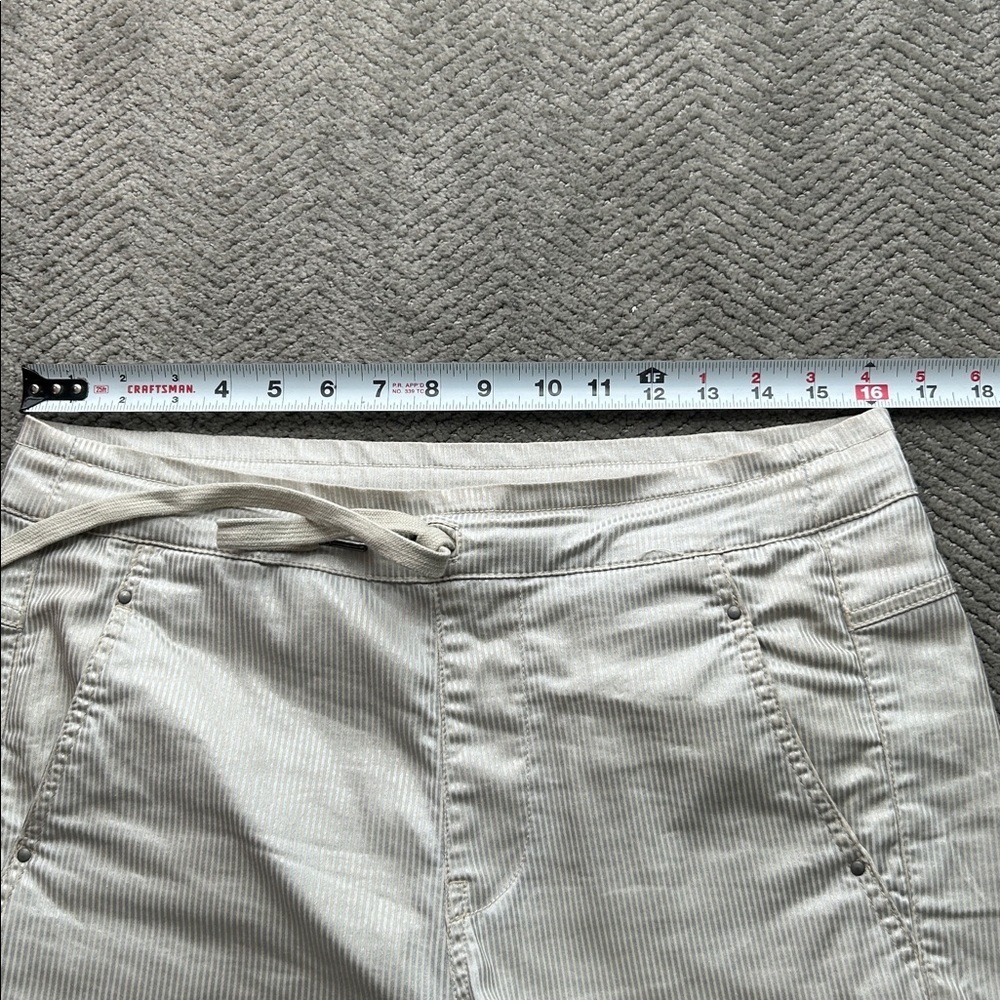 Alembika Striped Drawstring Tapered Pants Beige Size 3 Women Cotton Linen - Picture 11 of 14